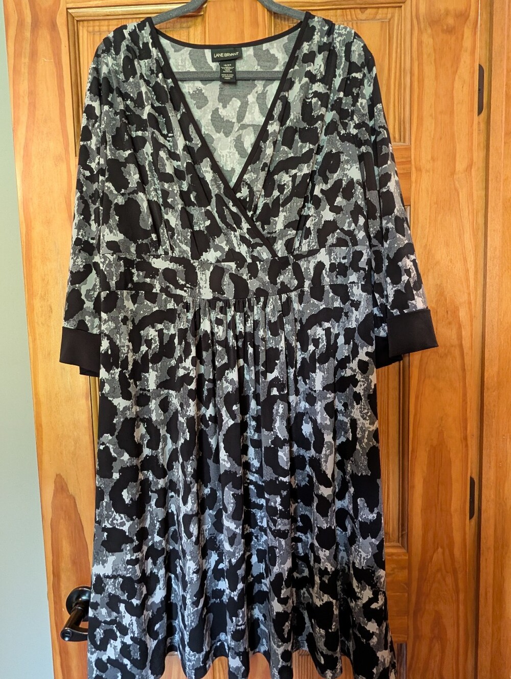 Lane Bryant Leopard Print Faux Wrap Midi Dress Elastic Waist Size 18/20 NEW